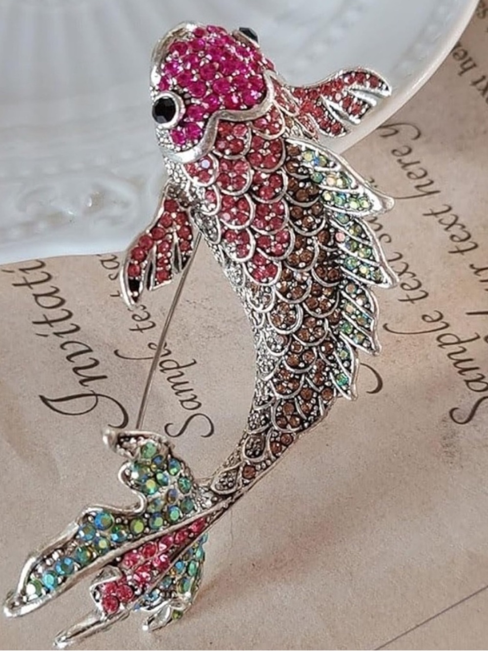 Sparkling Koi Fish Rhinestone Brooch